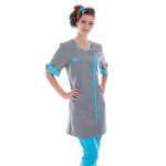 Tunique médicale femme, Lyana graphite-turquoise