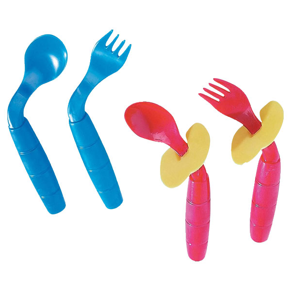 Ensemble de couverts pour enfants, cuillère fourchette vaisselle ensemble  cuillères d'entraînement incurvées fourchettes pour enfants