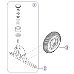 Pices dtaches pour roue avant 8'' fauteuil roulant Bora Refresh