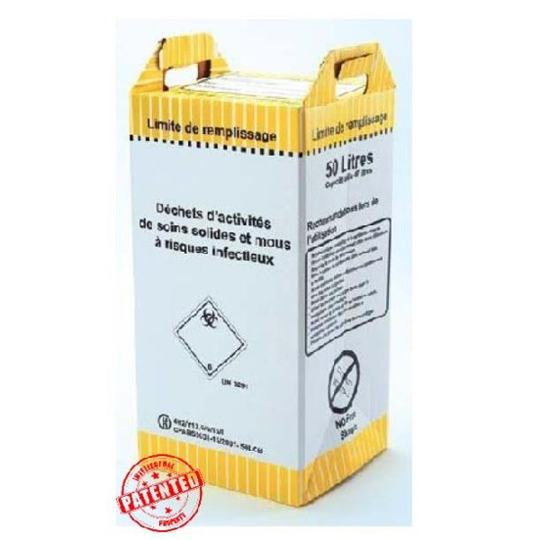 Carton DASRI 50L Sanicontainer pour déchets médicaux
