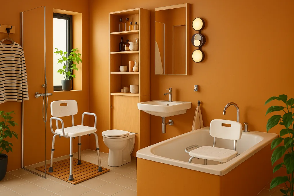 Scene Sieges de douche et de baignoireaménagement salle de bain PMR
