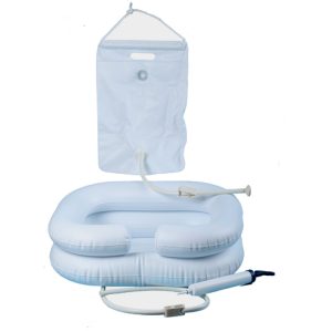 Bac à shampoing gonflable avec réservoir et douchette