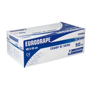 Champs de soins stériles non troués Eurodrape 45 x 75 Champs de soins stériles troués Eurodrape