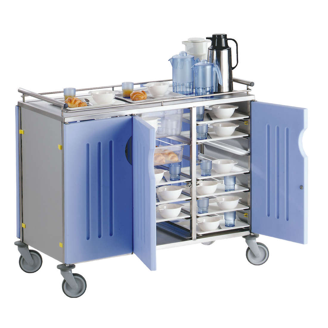 Chariot petit déjeuner Gastronorme inox 3 compartiments