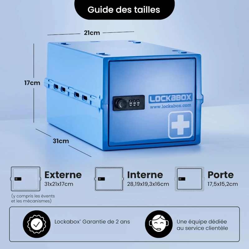 Boite verrouillage médicaments Lockabox One Medi - dimensions