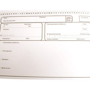 Fiches médicales pour fichier métallique
