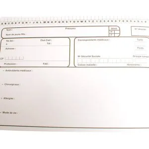 Fiches médicales pour fichier métallique
