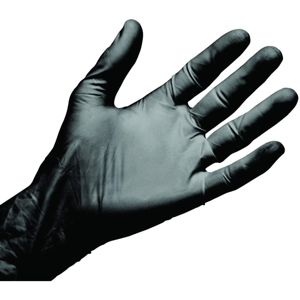 Gants nitrile noir non poudrés (Boîte de 100)