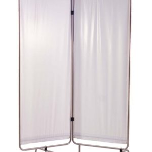 Paravent inox 2 ou 4 panneaux avec rideaux tendus blancs