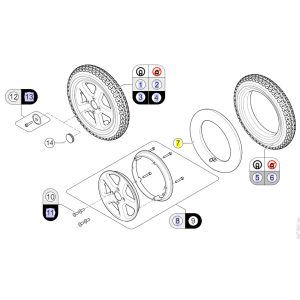 Pièces détachées pour roue arrière fauteuil roulant Bora