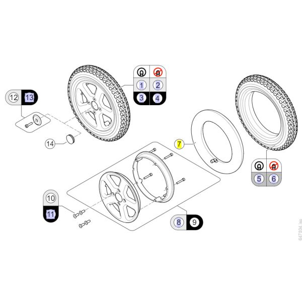 Pièces détachées pour roue arrière fauteuil roulant Bora