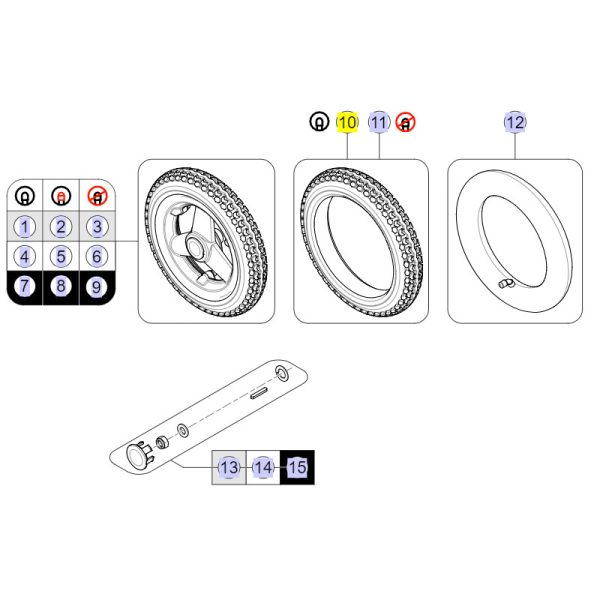 Pièces détachées pour roue arrière fauteuil roulant Kite Refresh