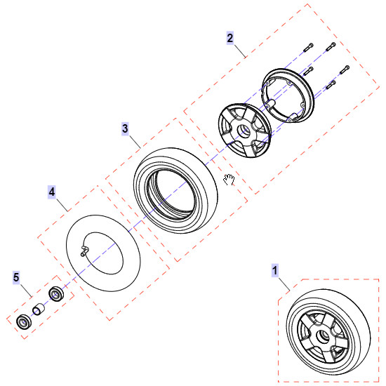 Pièces détachées pour roue avant 10'' fauteuil roulant Kite
