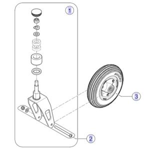 Pièces détachées pour roue avant 8'' fauteuil roulant Bora Refresh