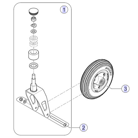 Pièces détachées pour roue avant 8'' fauteuil roulant Bora Refresh