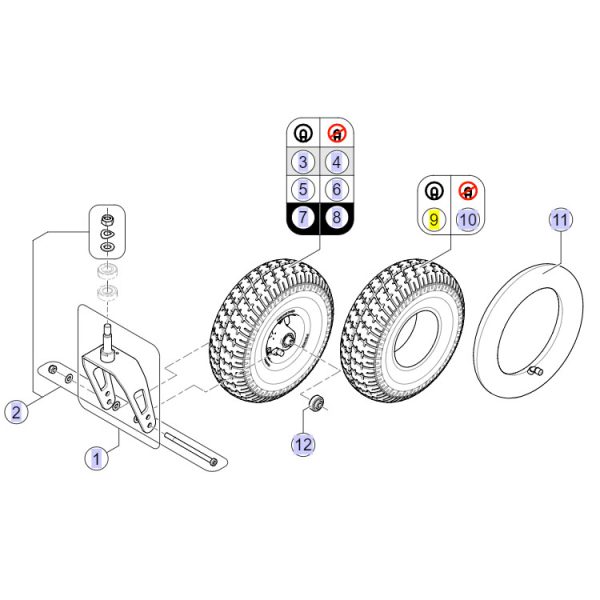 Pièces détachées pour roue avant 9'' fauteuil roulant Bora Refresh