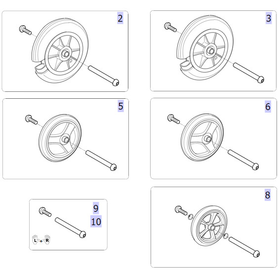 Pièces détachées pour roue avant fauteuil roulant Action 3NG et 4NG