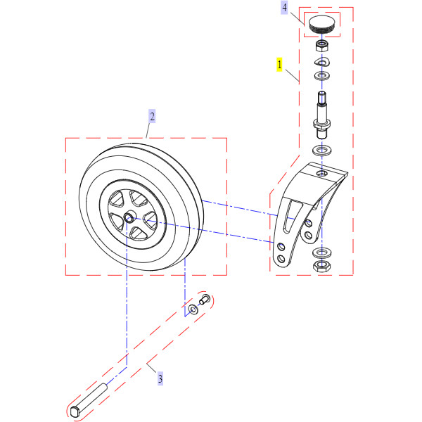 Pièces détachées pour roue avant fauteuil roulant Bora
