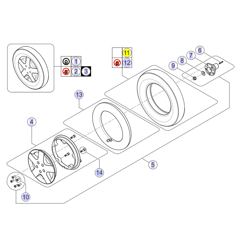 Pièces détachées pour roue centrale fauteuil roulant TDX