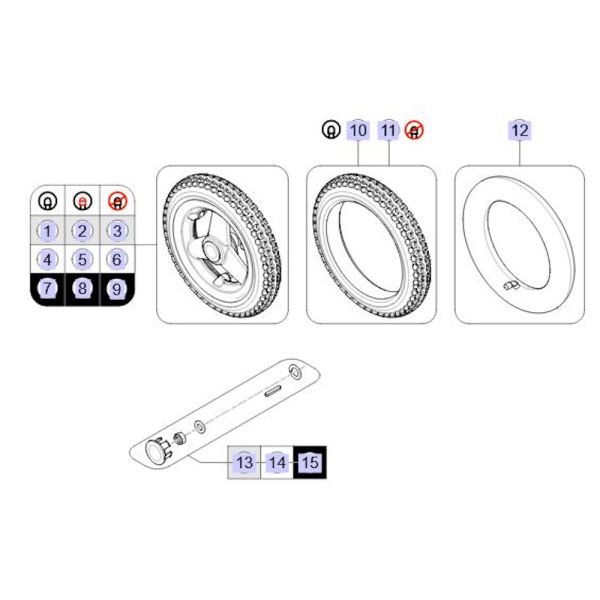 Pièces détachées pour roue arrière fauteuil roulant Kite