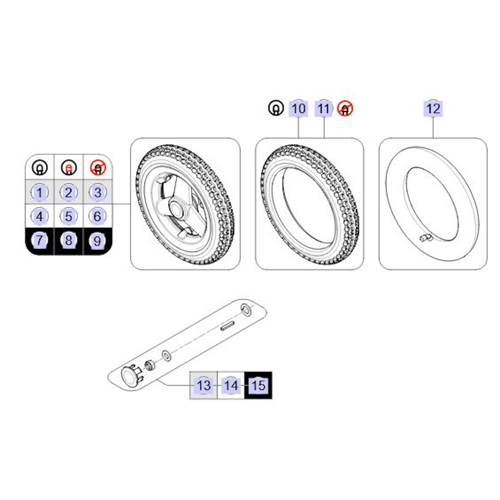 Pièces détachées pour roue arrière fauteuil roulant Kite