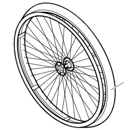 Roue arrière complète pour fauteuil roulant Kuschall