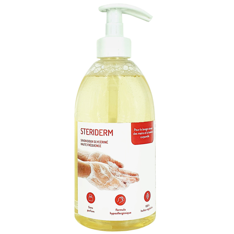Savon doux glycériné Haute Fréquence Steriderm 500 ml avec pompe