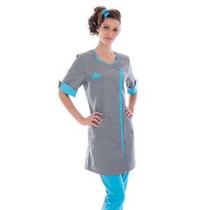 Tunique mdicale femme, Lyana graphite-turquoise